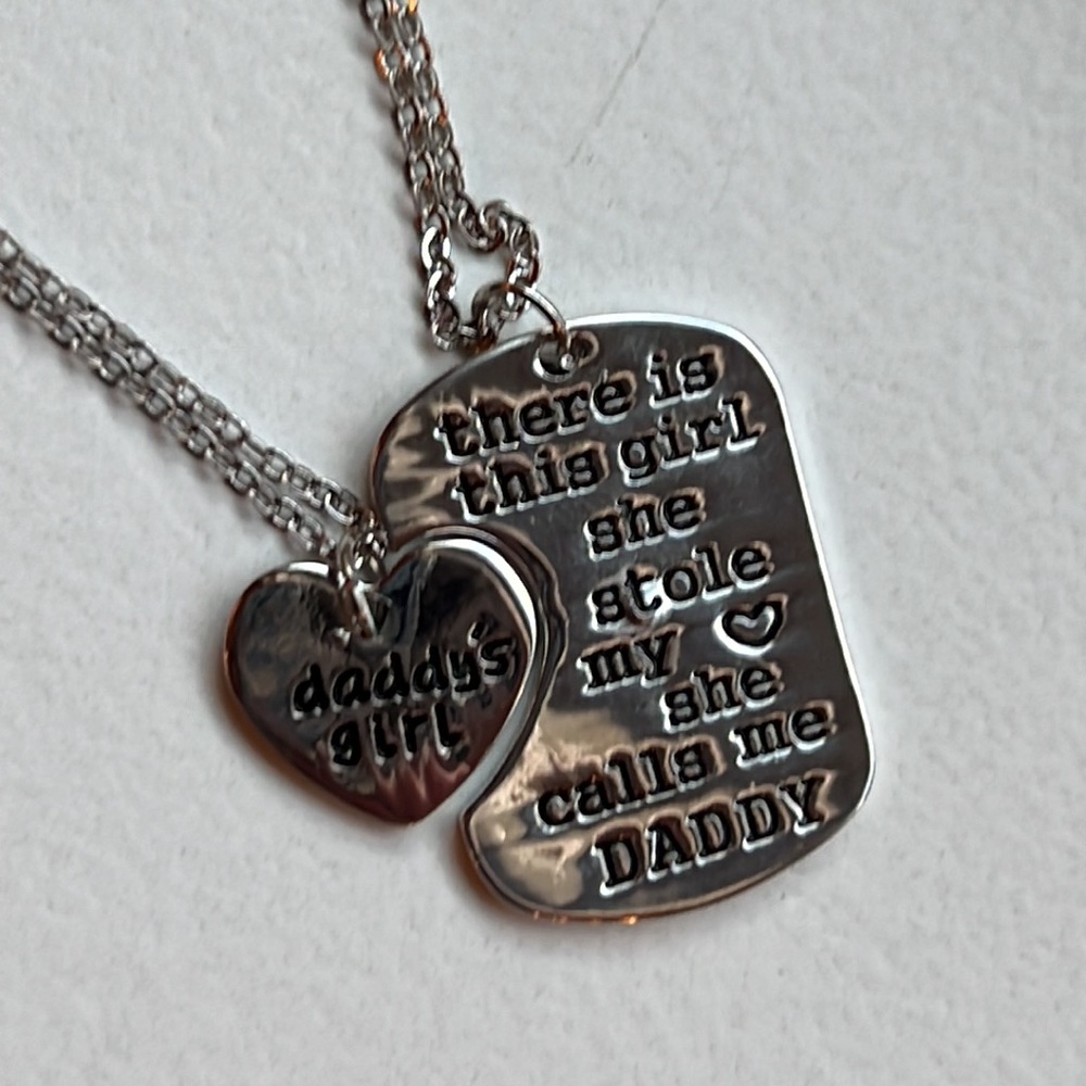 Florence Scovel Two Silvertone Father Daughter Necklaces